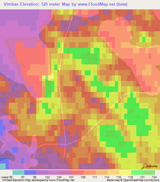 Vimbas,Latvia Elevation Map