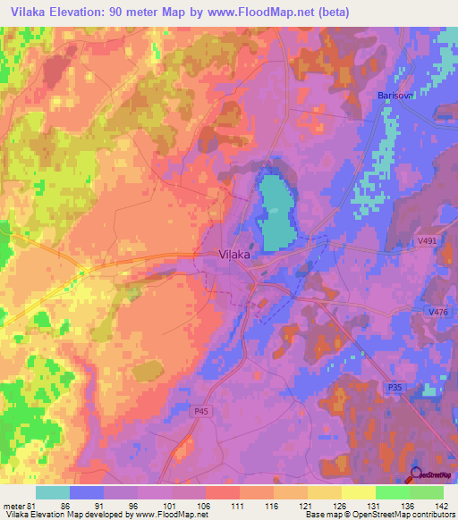 Vilaka,Latvia Elevation Map