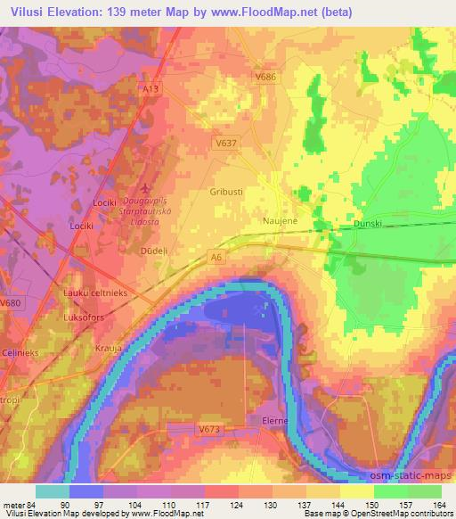 Vilusi,Latvia Elevation Map