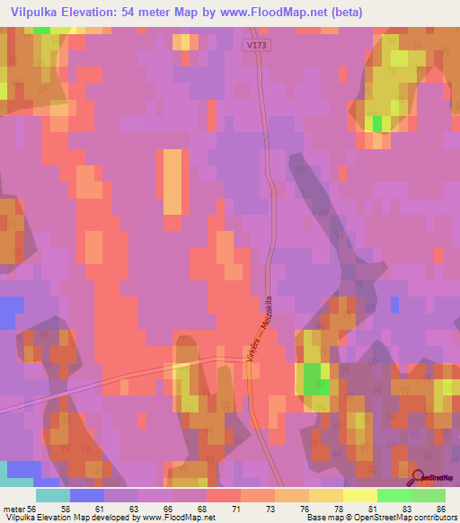 Vilpulka,Latvia Elevation Map