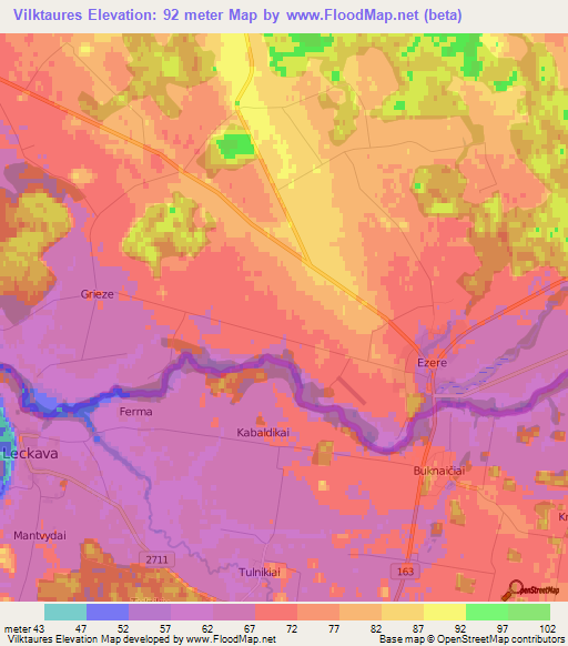 Vilktaures,Latvia Elevation Map