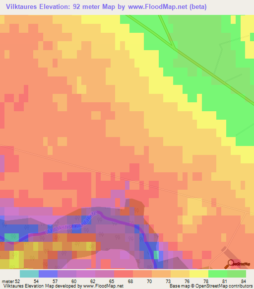 Vilktaures,Latvia Elevation Map