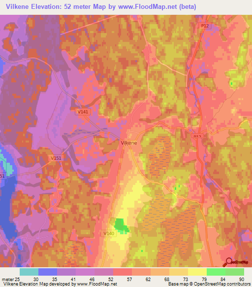 Vilkene,Latvia Elevation Map