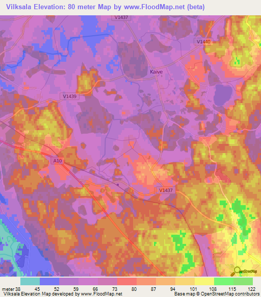 Vilksala,Latvia Elevation Map