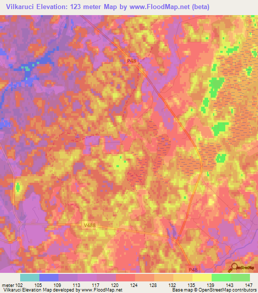 Vilkaruci,Latvia Elevation Map