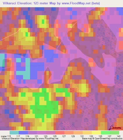 Vilkaruci,Latvia Elevation Map