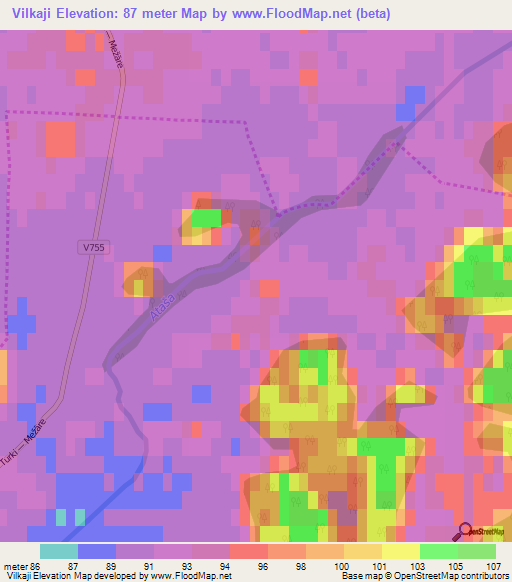 Vilkaji,Latvia Elevation Map