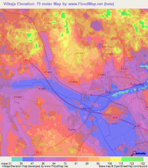 Vilkaja,Latvia Elevation Map