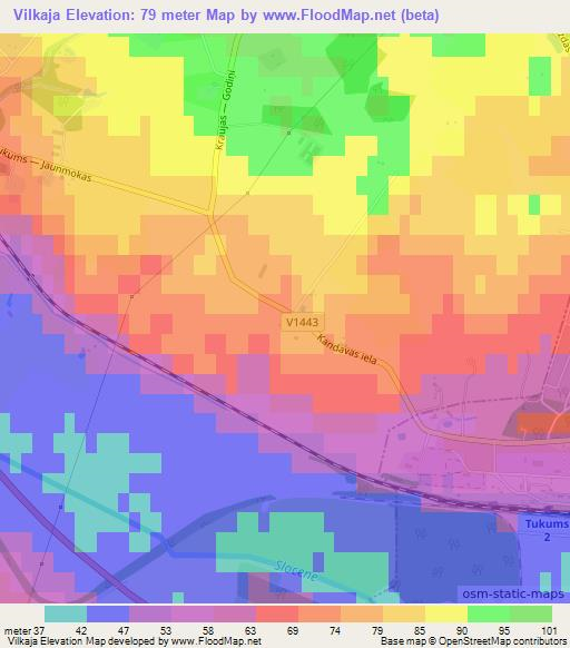 Vilkaja,Latvia Elevation Map