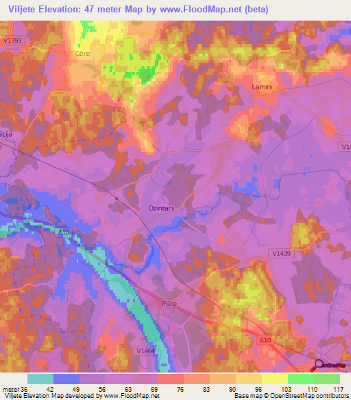 Viljete,Latvia Elevation Map