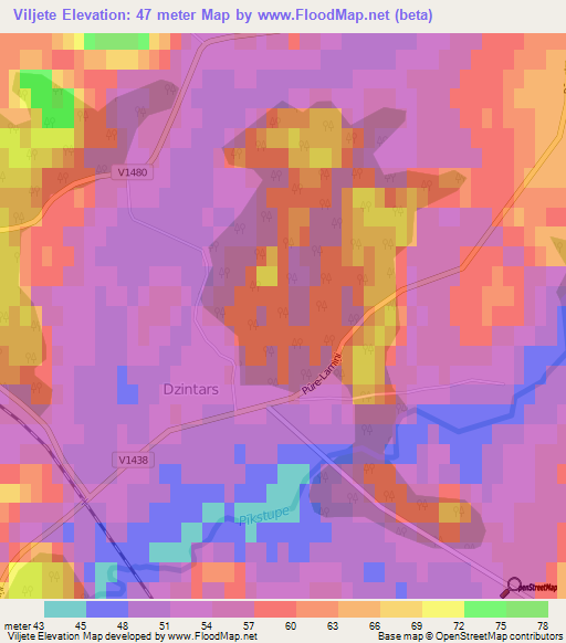 Viljete,Latvia Elevation Map