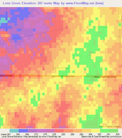 Lone Grove,US Elevation Map