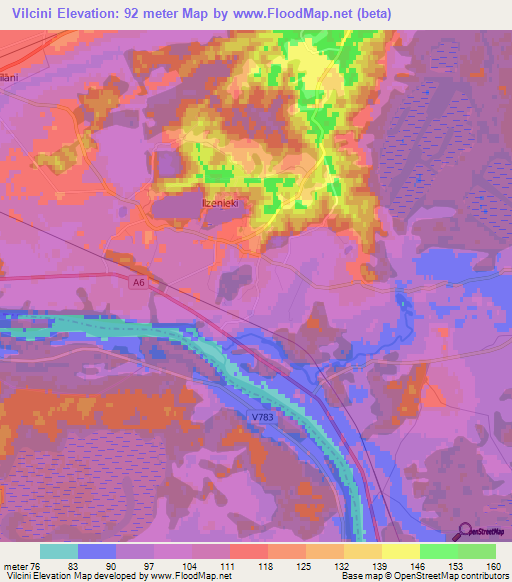 Vilcini,Latvia Elevation Map