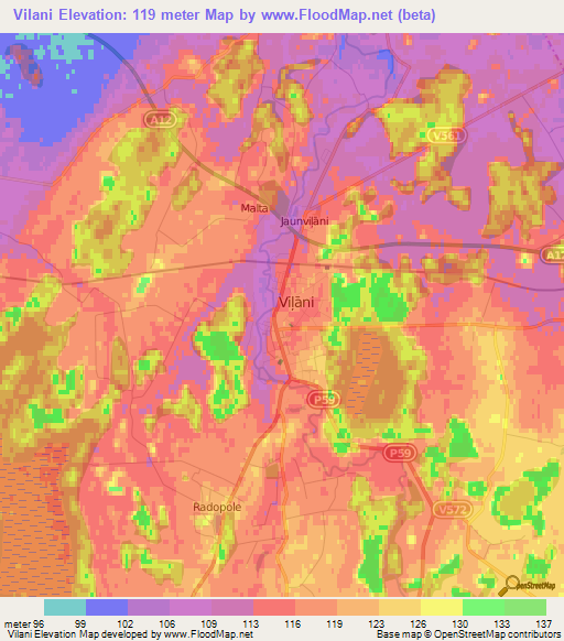 Vilani,Latvia Elevation Map