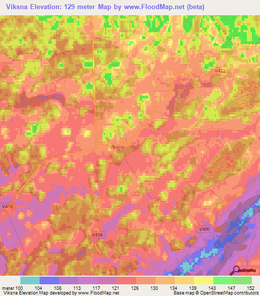 Viksna,Latvia Elevation Map