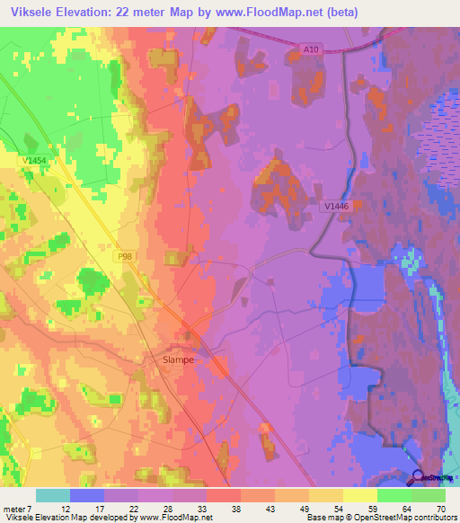 Viksele,Latvia Elevation Map