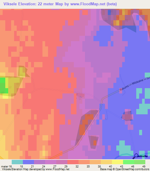 Viksele,Latvia Elevation Map