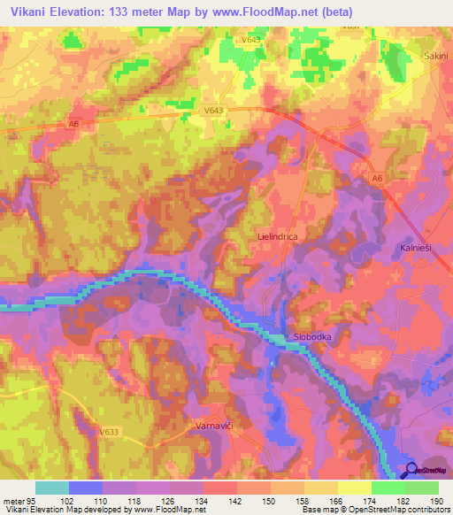 Vikani,Latvia Elevation Map