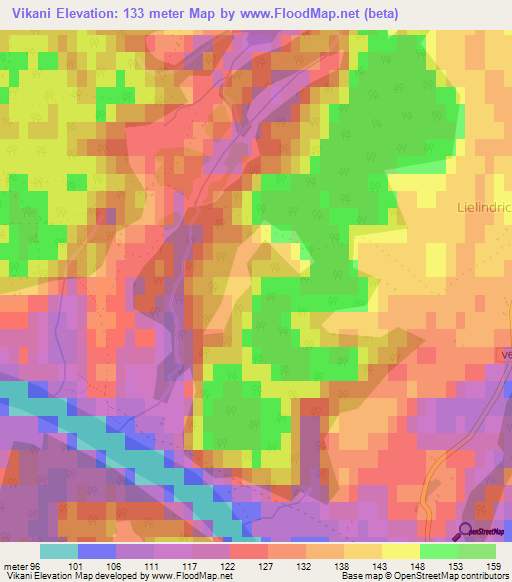 Vikani,Latvia Elevation Map