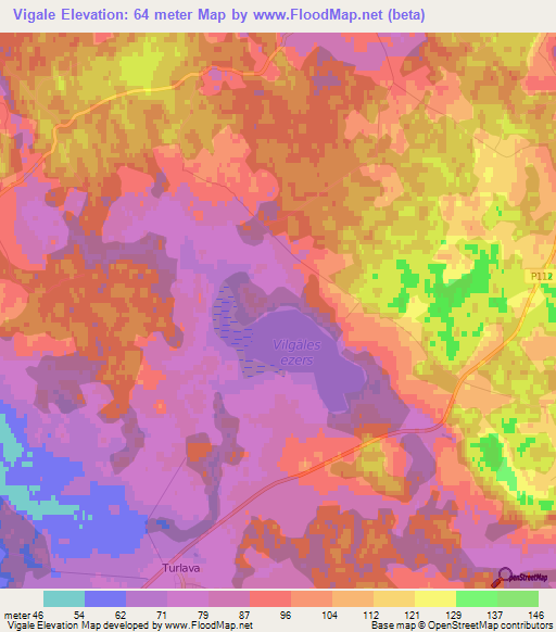 Vigale,Latvia Elevation Map