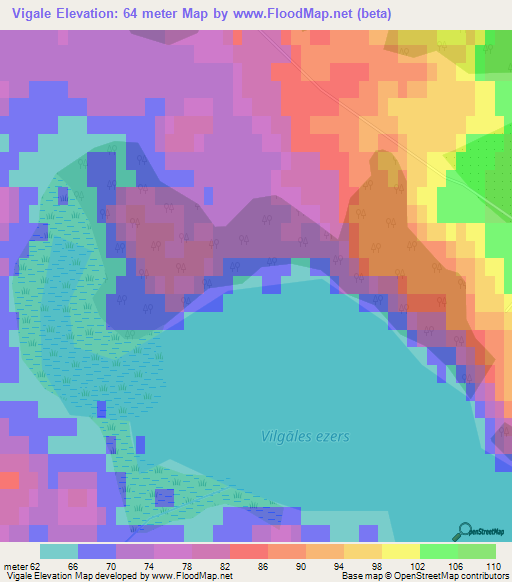 Vigale,Latvia Elevation Map