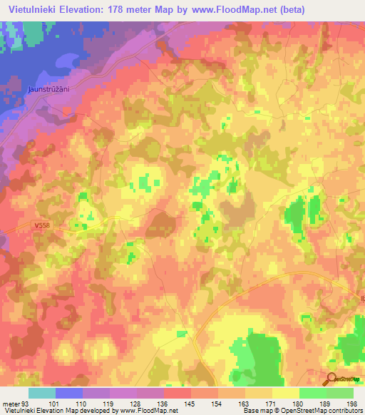 Vietulnieki,Latvia Elevation Map