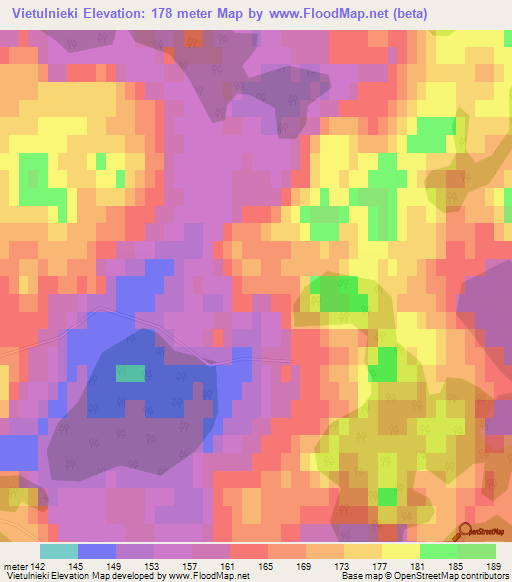 Vietulnieki,Latvia Elevation Map