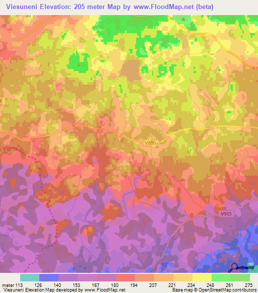 Viesuneni,Latvia Elevation Map