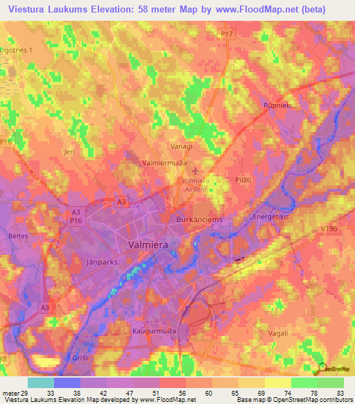 Viestura Laukums,Latvia Elevation Map