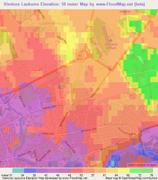 Viestura Laukums,Latvia Elevation Map