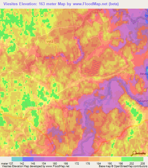 Viesites,Latvia Elevation Map