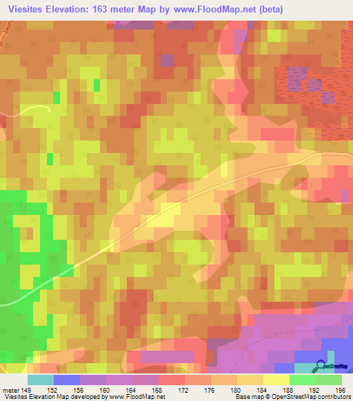 Viesites,Latvia Elevation Map