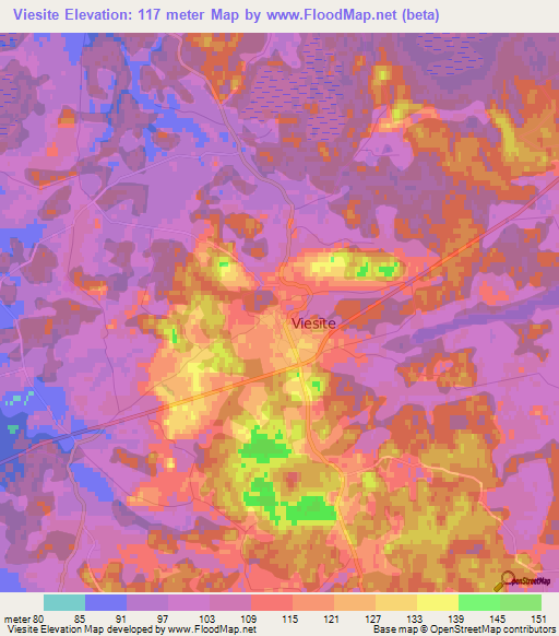 Viesite,Latvia Elevation Map