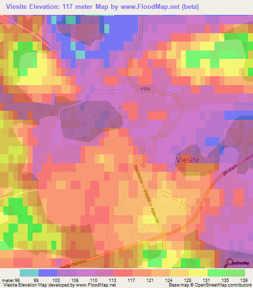 Viesite,Latvia Elevation Map