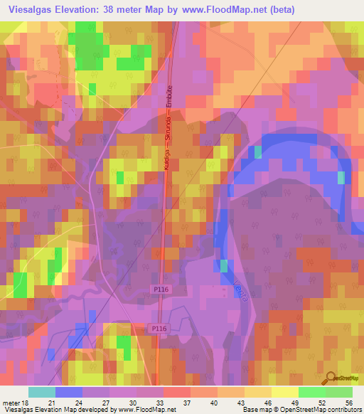 Viesalgas,Latvia Elevation Map