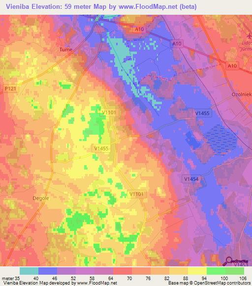 Vieniba,Latvia Elevation Map