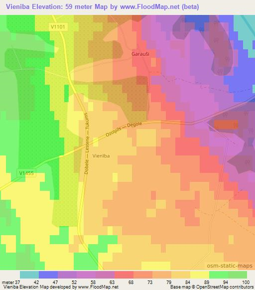 Vieniba,Latvia Elevation Map