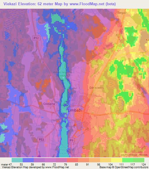 Viekazi,Latvia Elevation Map