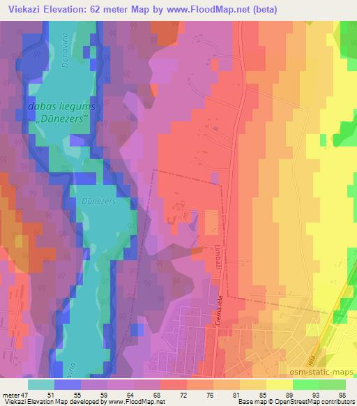 Viekazi,Latvia Elevation Map