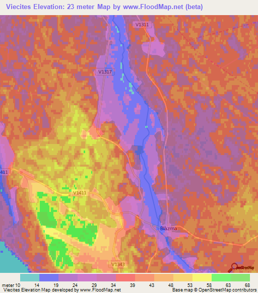 Viecites,Latvia Elevation Map