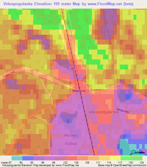 Viduspogulanka,Latvia Elevation Map