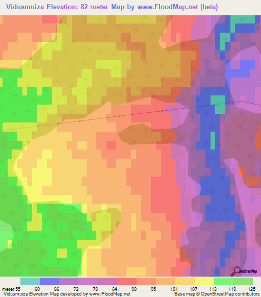 Vidusmuiza,Latvia Elevation Map