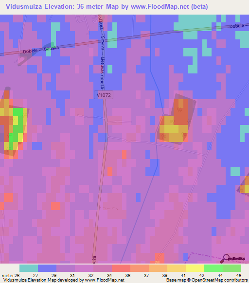 Vidusmuiza,Latvia Elevation Map