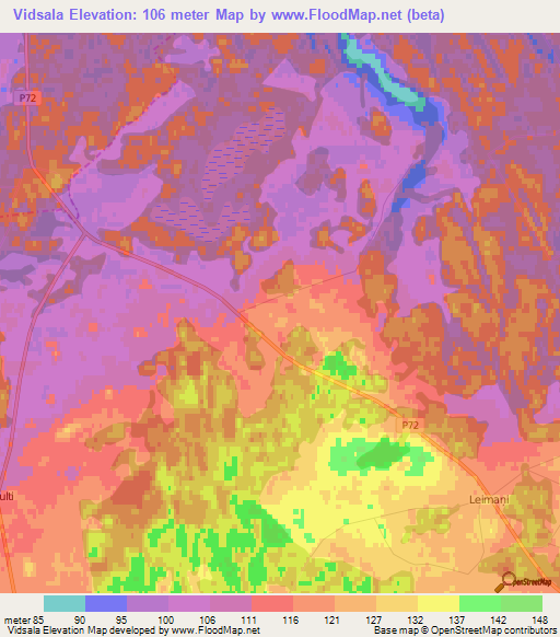 Vidsala,Latvia Elevation Map