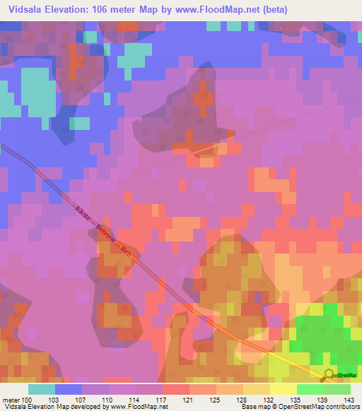 Vidsala,Latvia Elevation Map