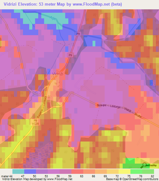 Vidrizi,Latvia Elevation Map