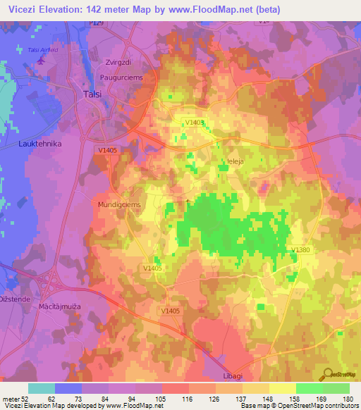 Vicezi,Latvia Elevation Map