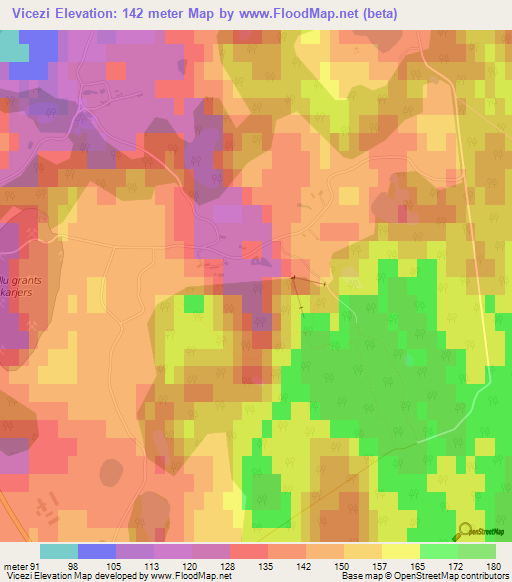 Vicezi,Latvia Elevation Map