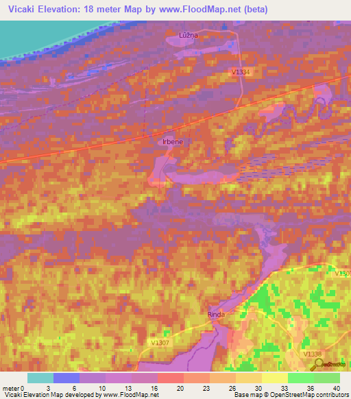 Vicaki,Latvia Elevation Map