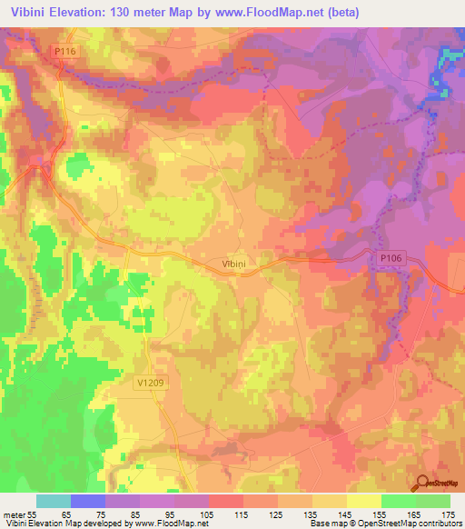 Vibini,Latvia Elevation Map